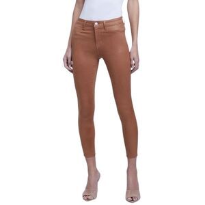 L'Agence Margot Jeans Womens 31 Brown Java Coated High Rise Skinny Pants USA